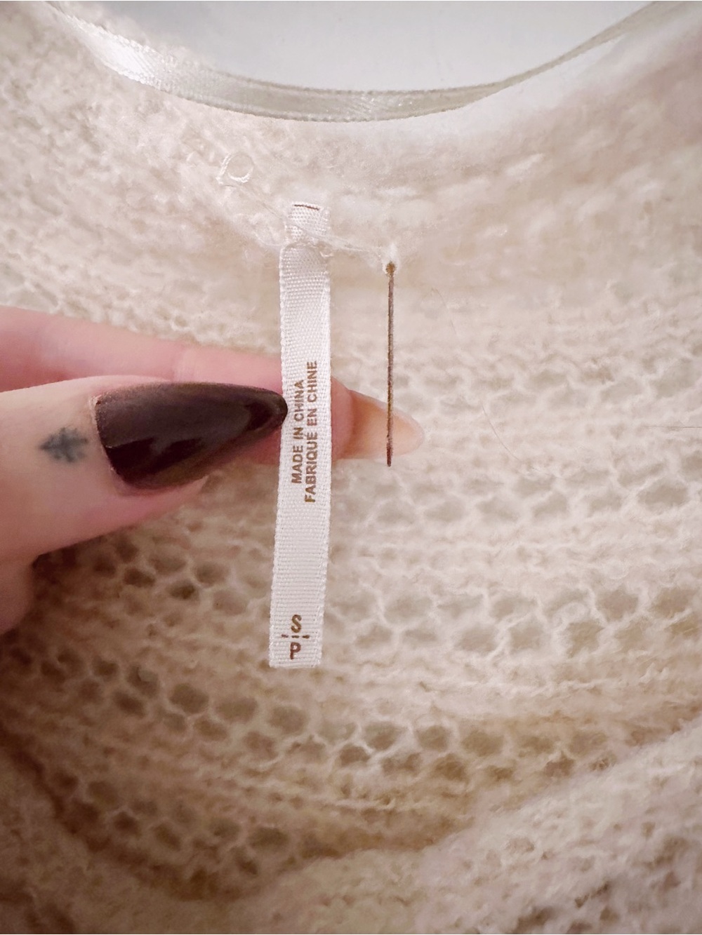 Free People Nymph Pointelle Poncho Sweater Oversized Pink Short Sleeves Wool - Picture 3 of 6